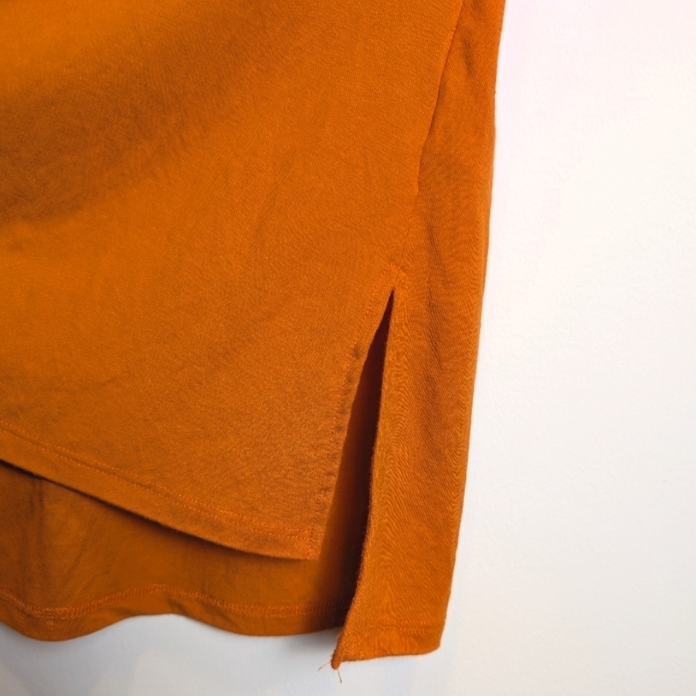 Primark Orange Longline V-neck Short Sleeve Shirt Size Medium - Picture 3 of 5